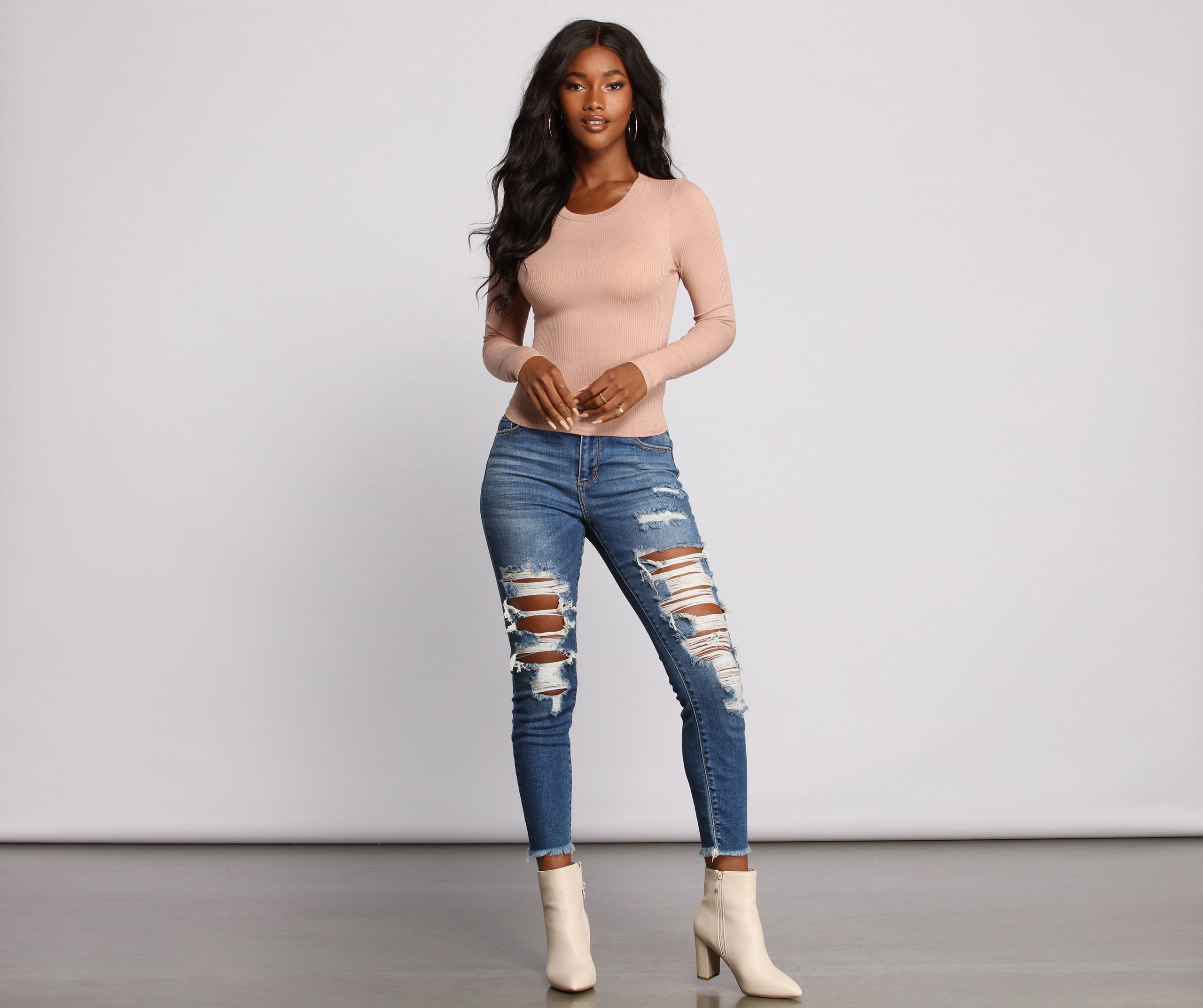Fab and Frayed Distressed Skinny Jeans - Image 4