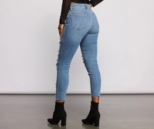 High Rise Edgy Distressed Skinny Jeans - Image 2