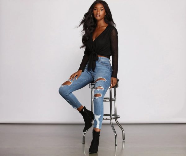 High Rise Edgy Distressed Skinny Jeans - Image 4