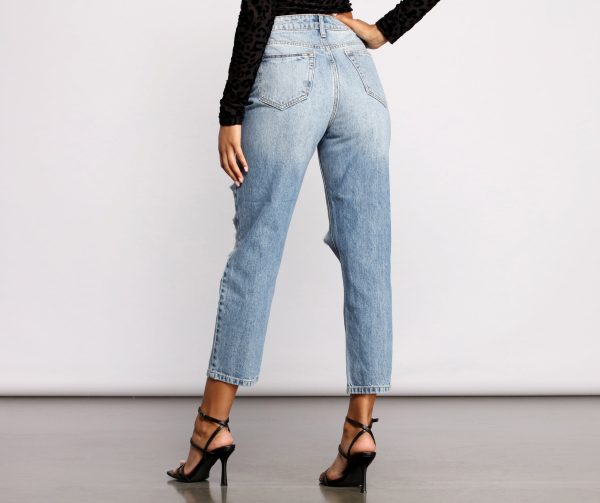High Rise Distressed Straight Boyfriend Jeans - Image 2