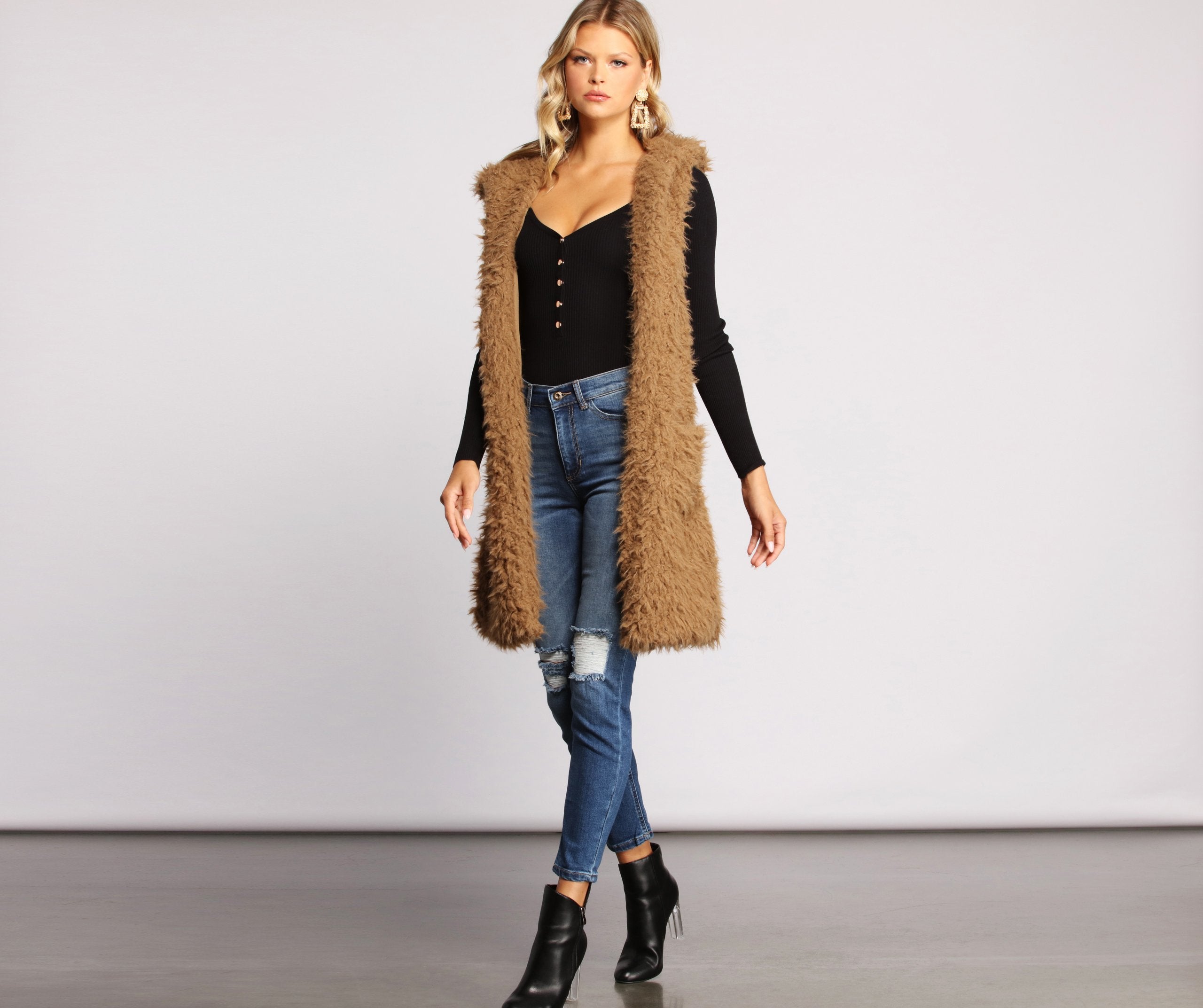 High Rise Knee Slit Skinny Jeans - Image 4