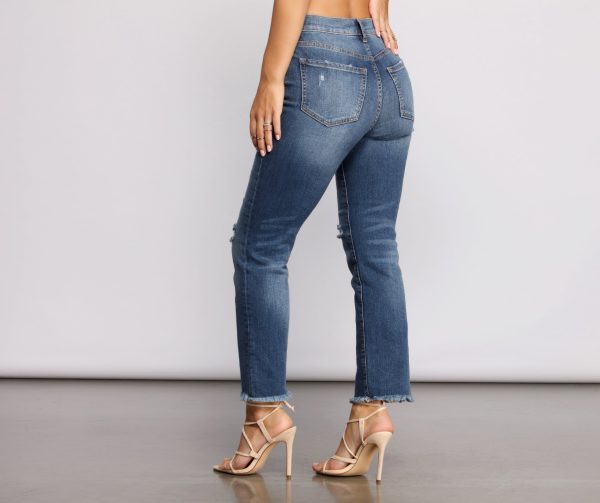 Level Up Mid Rise Frayed Cropped Jeans - Image 2