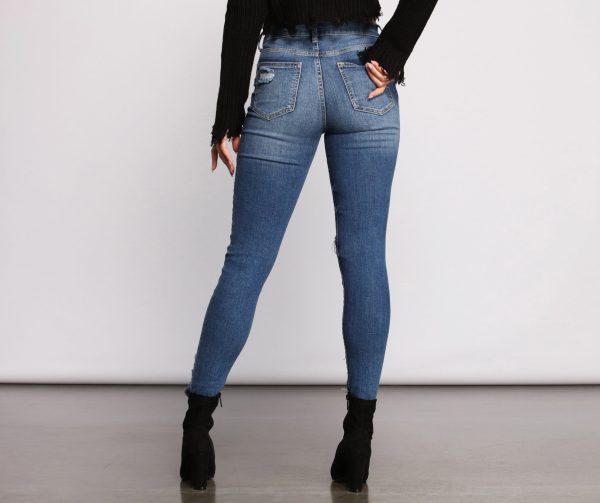 Mid-Rise Destructed Skinny Jeans - Image 2