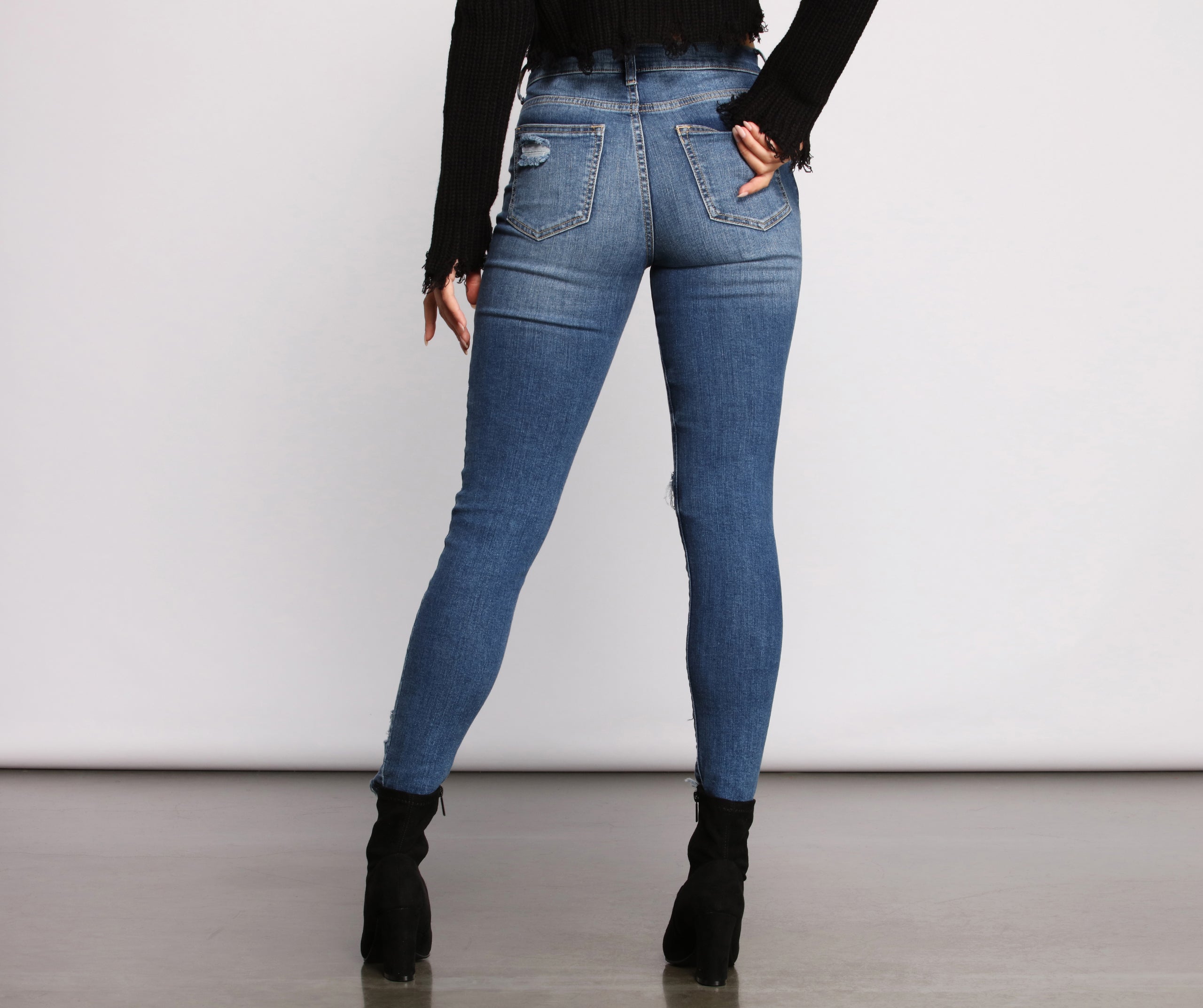 Mid-Rise Destructed Skinny Jeans - Image 2