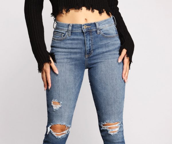 Mid-Rise Destructed Skinny Jeans - Image 3