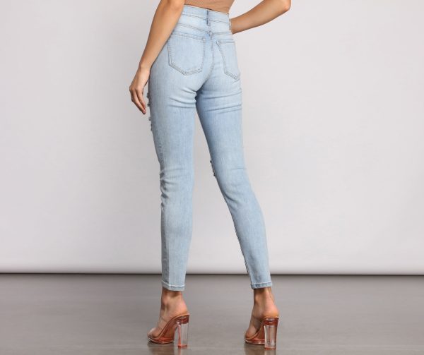 Mid Rise Destructed Skinny Jeans - Image 3