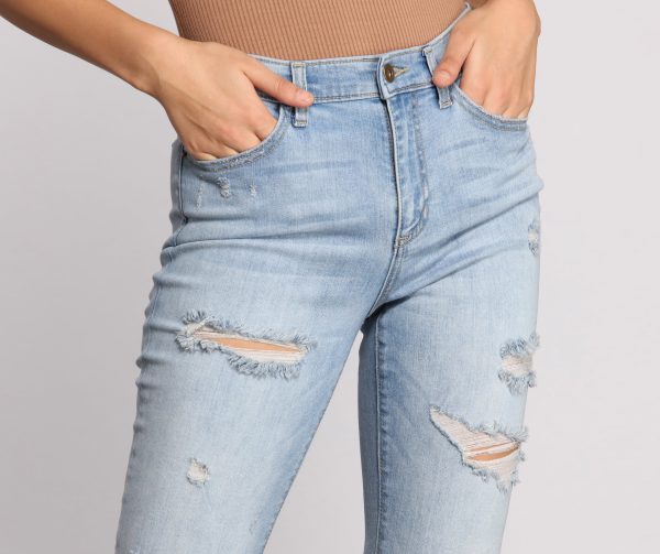 Mid Rise Destructed Skinny Jeans - Image 4