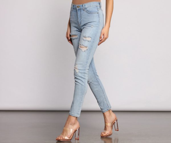 Mid Rise Destructed Skinny Jeans - Image 5