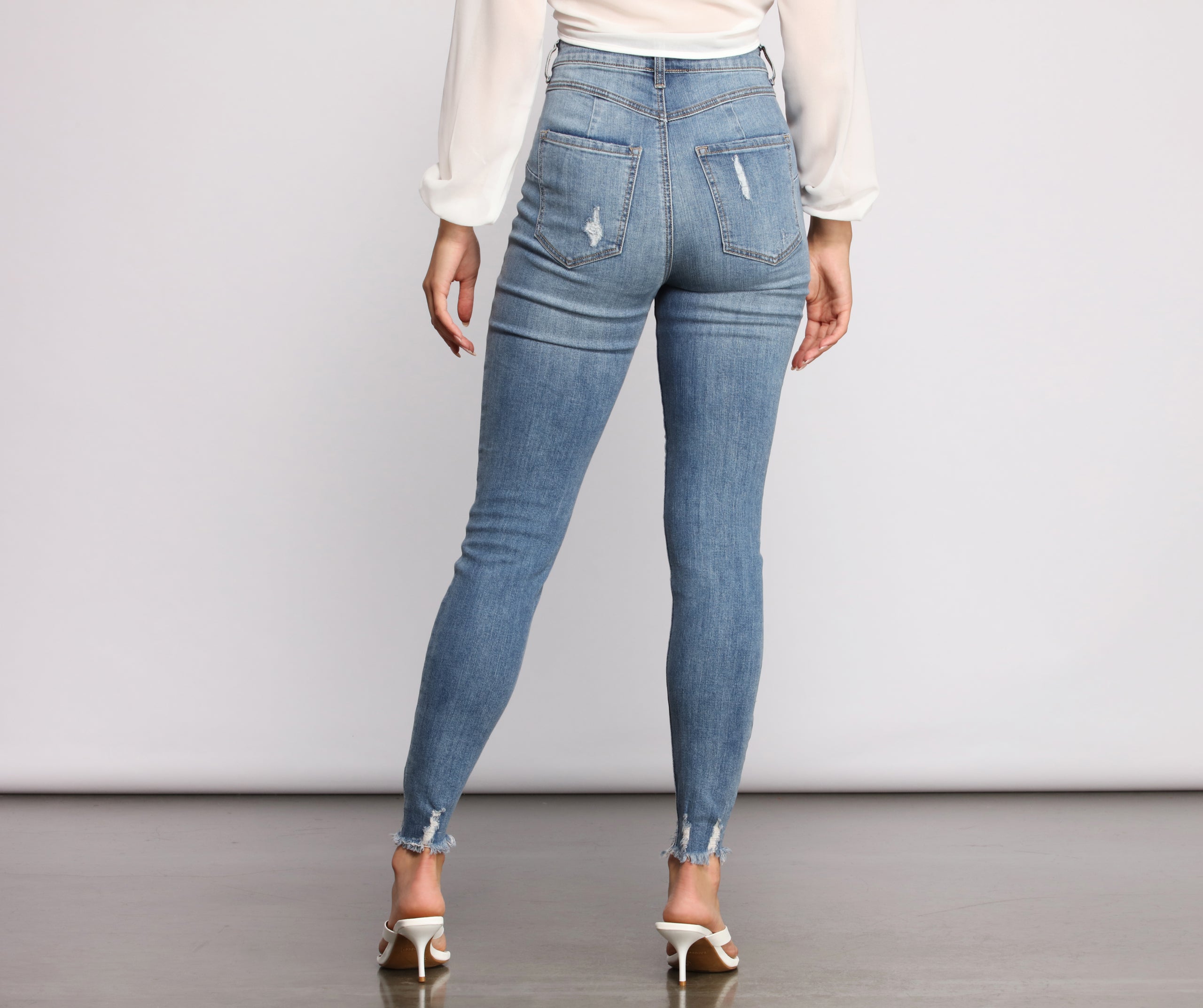 High Rise Button Up Skinny Jeans - Image 2