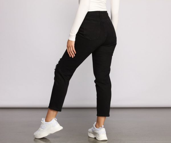 High Rise Destructed Boyfriend Jeans - Image 2