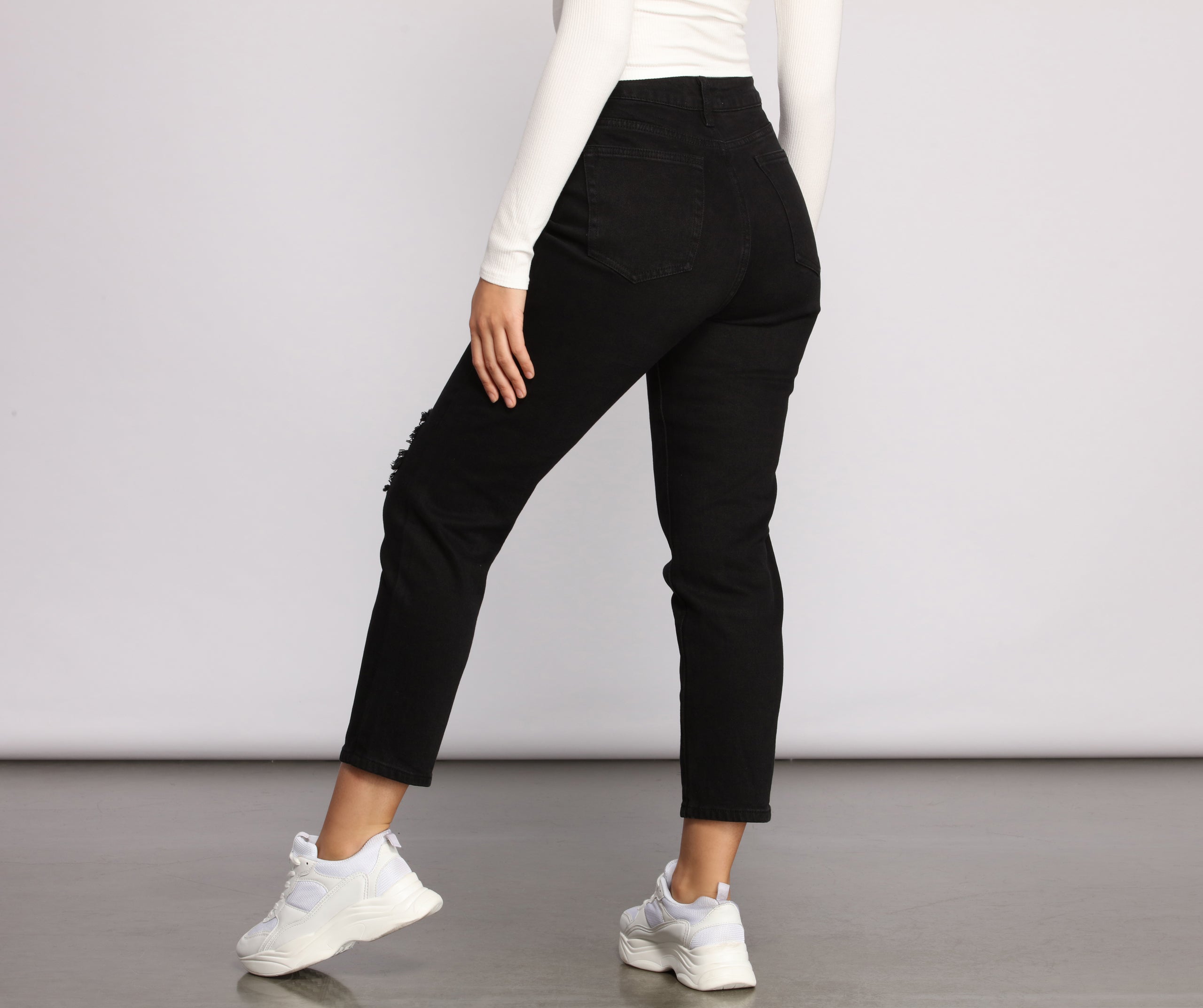 High Rise Destructed Boyfriend Jeans - Image 2