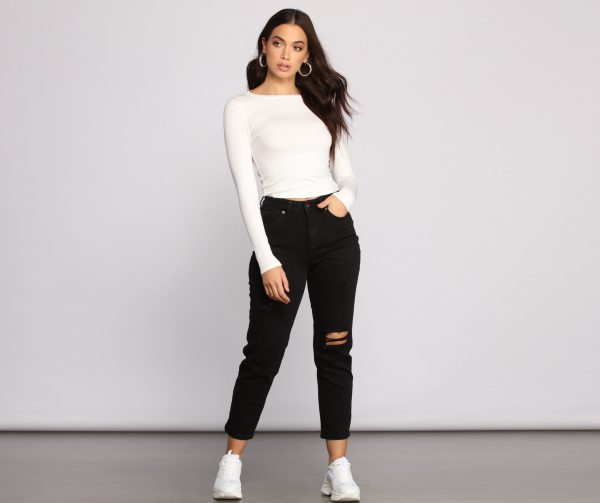 High Rise Destructed Boyfriend Jeans - Image 3