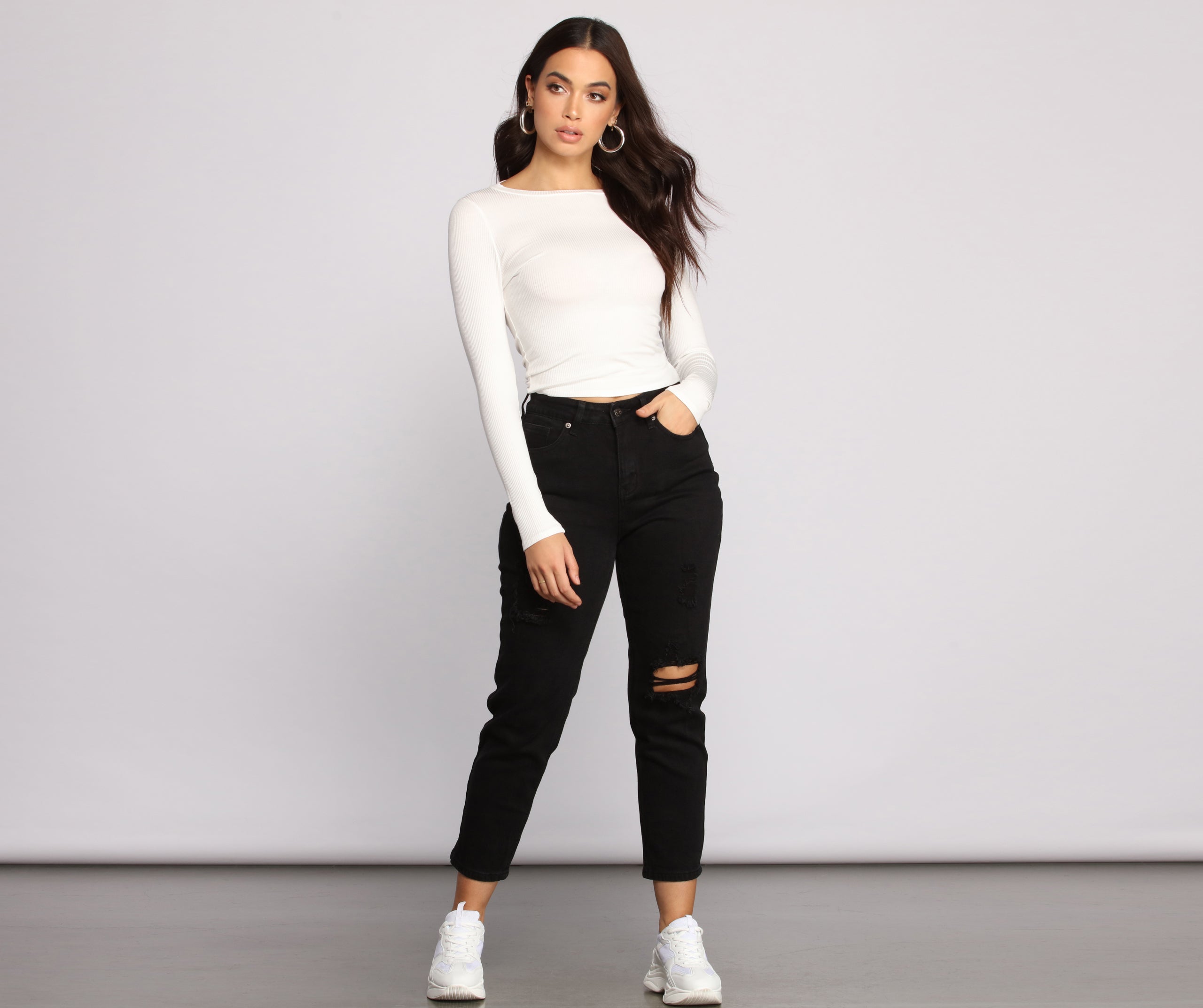 High Rise Destructed Boyfriend Jeans - Image 3