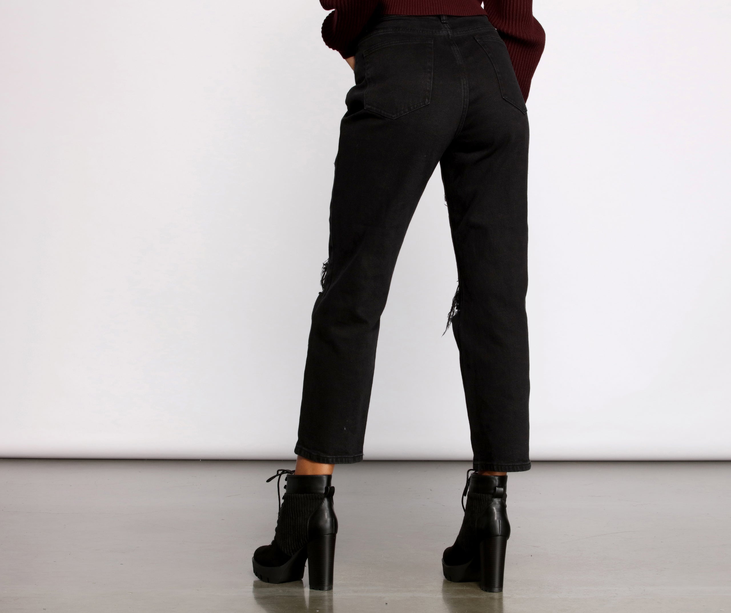 On the Edge High Rise Destructed Boyfriend Jeans - Image 2