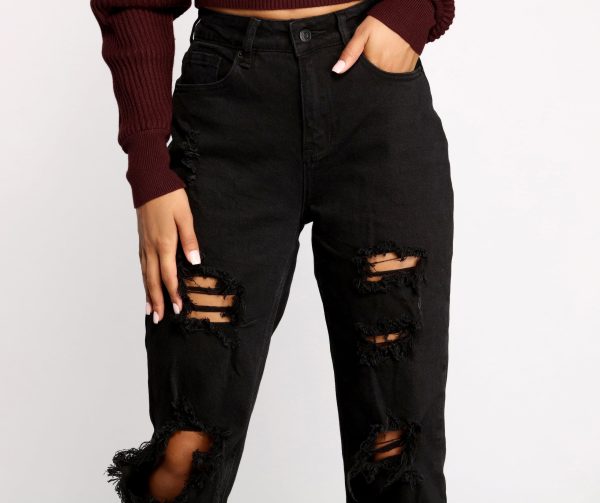 On the Edge High Rise Destructed Boyfriend Jeans - Image 3
