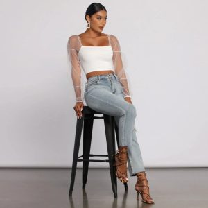 Ally High Rise Destructed Mom Jeans