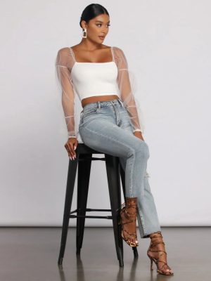 Ally High Rise Destructed Mom Jeans