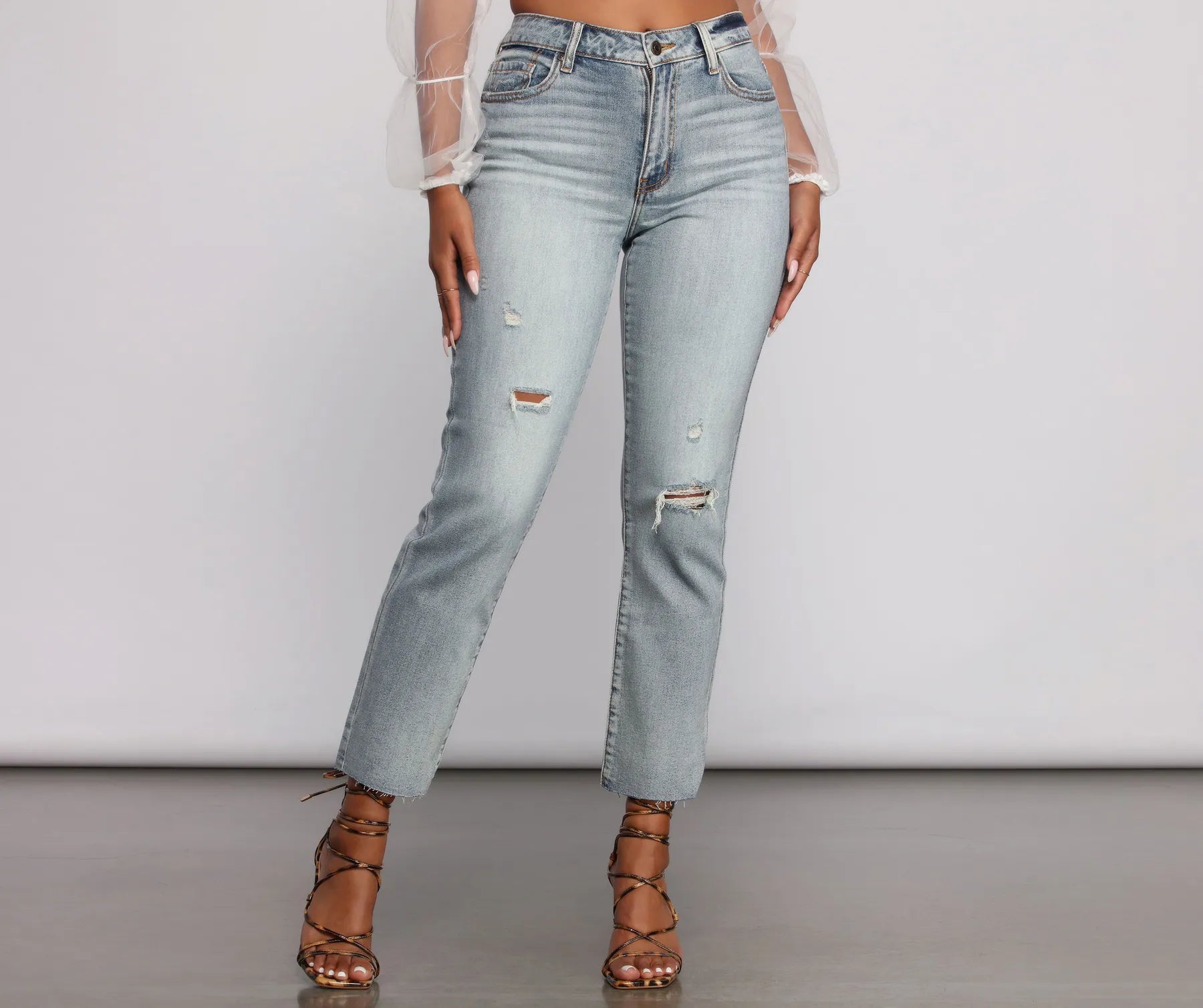 Ally High Rise Destructed Mom Jeans - Image 2