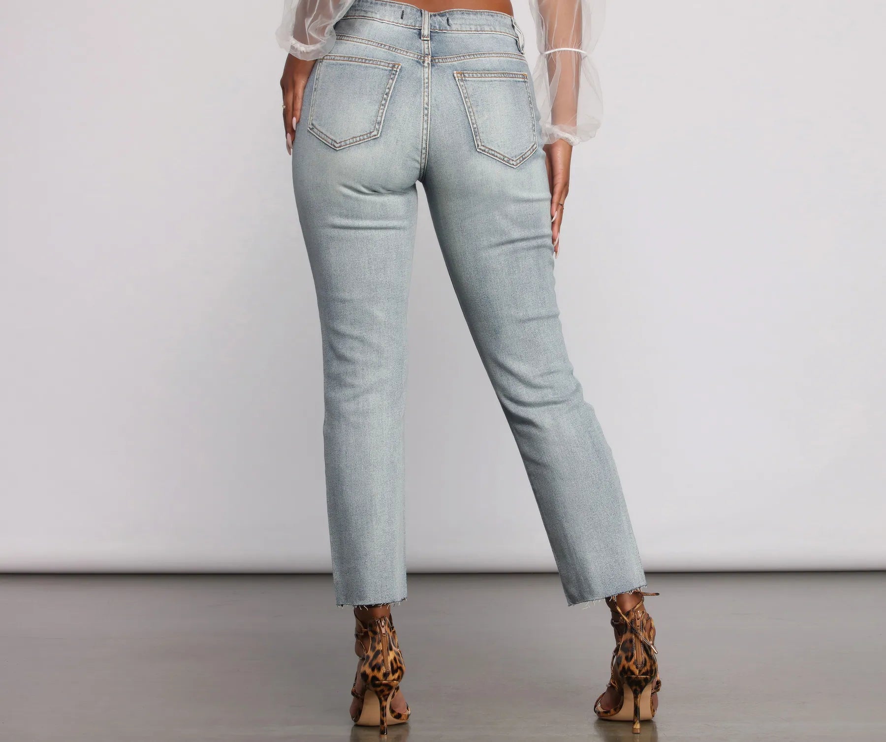 Ally High Rise Destructed Mom Jeans - Image 3