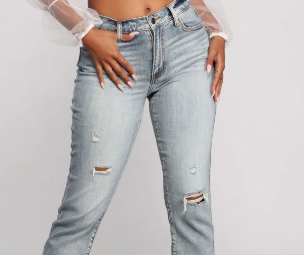 Ally High Rise Destructed Mom Jeans - Image 4