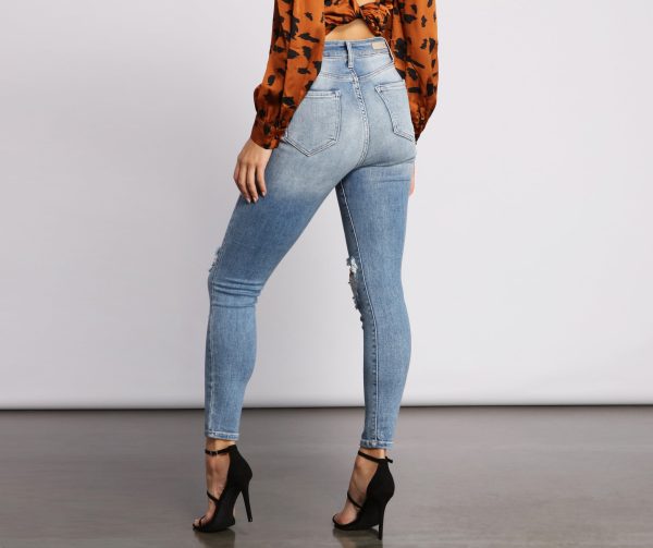High Rise Destructed Skinny Jeans - Image 2