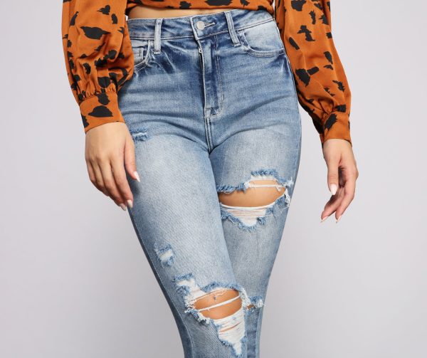 High Rise Destructed Skinny Jeans - Image 3