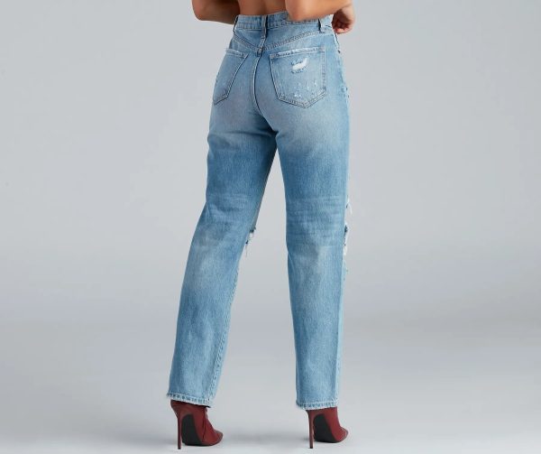 High-Rise Destructed Boyfriend Jeans - Image 2
