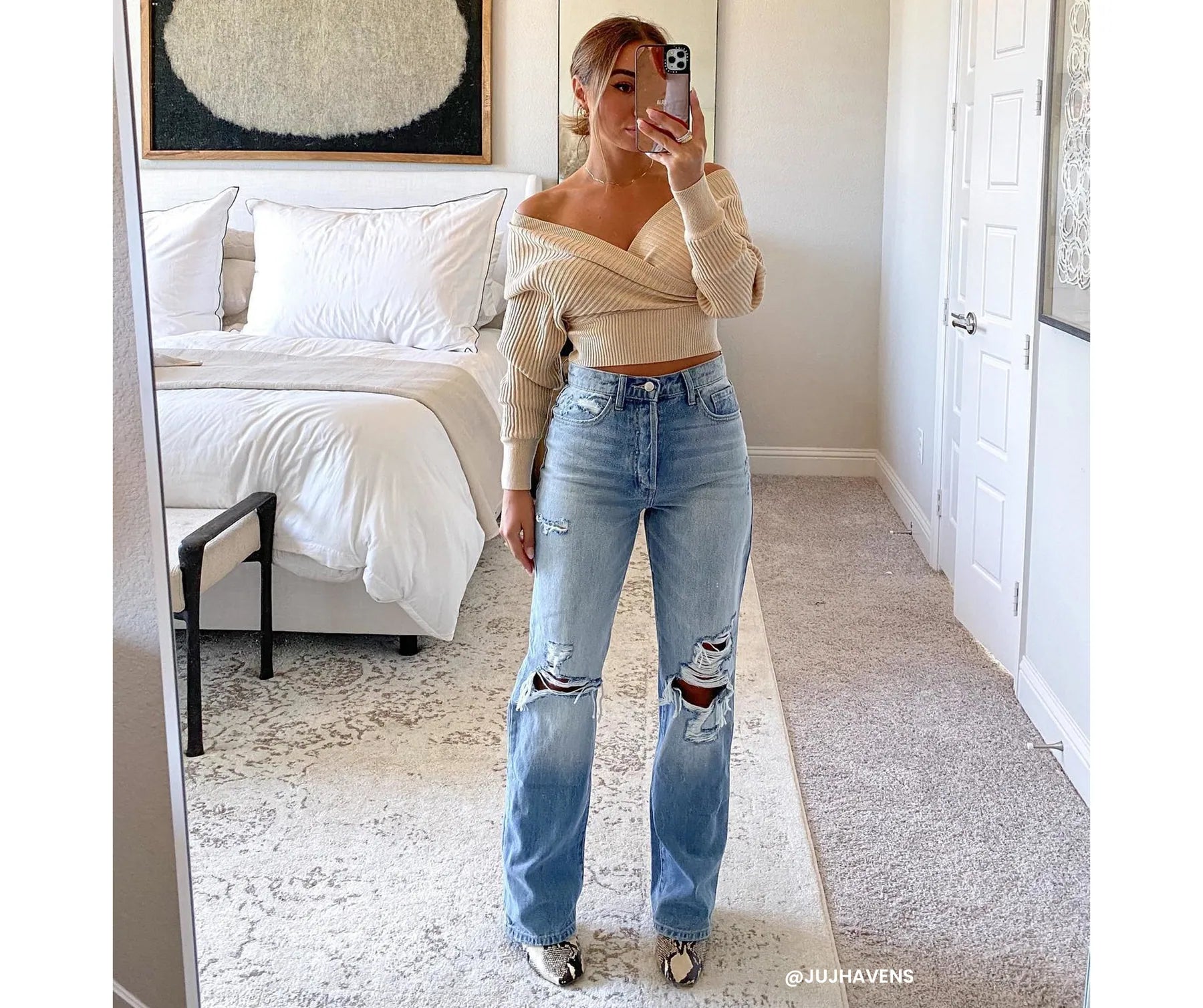 High-Rise Destructed Boyfriend Jeans - Image 6