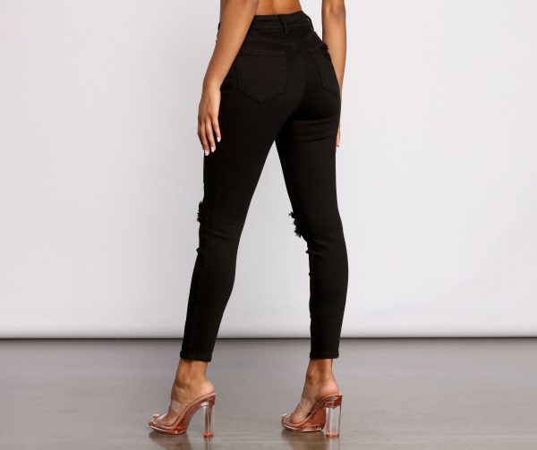 High Rise Knee Slit Skinny Jeans - Image 2