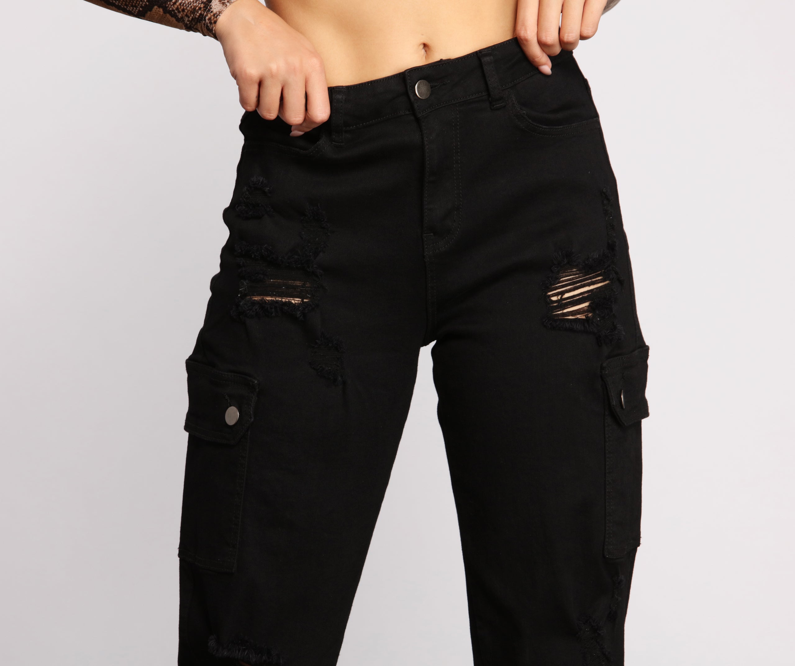 High Rise Destructed Cargo Joggers - Image 12