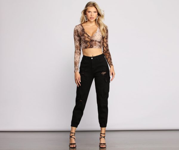 High Rise Destructed Cargo Joggers - Image 13