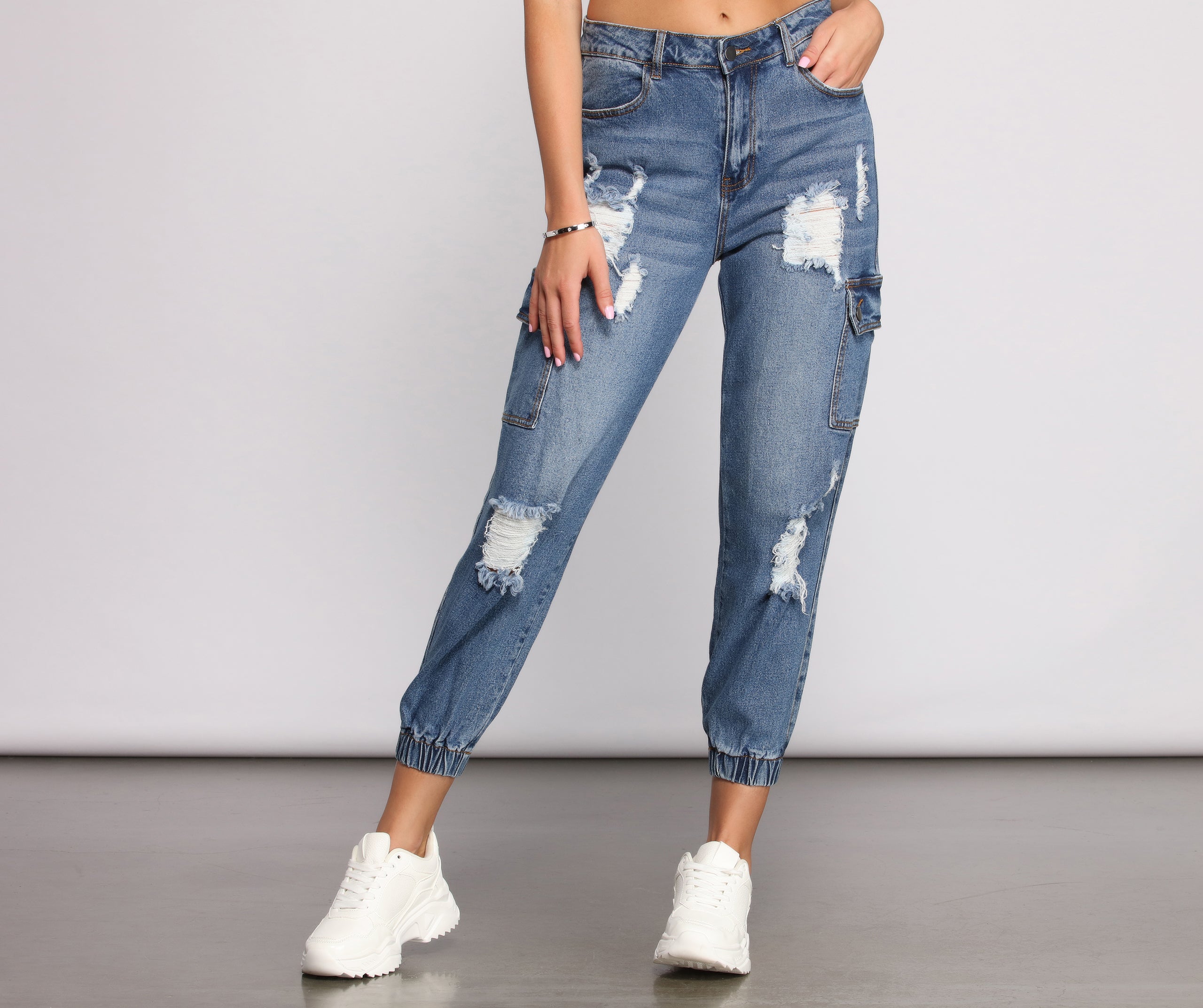 High Rise Destructed Cargo Joggers - Image 6