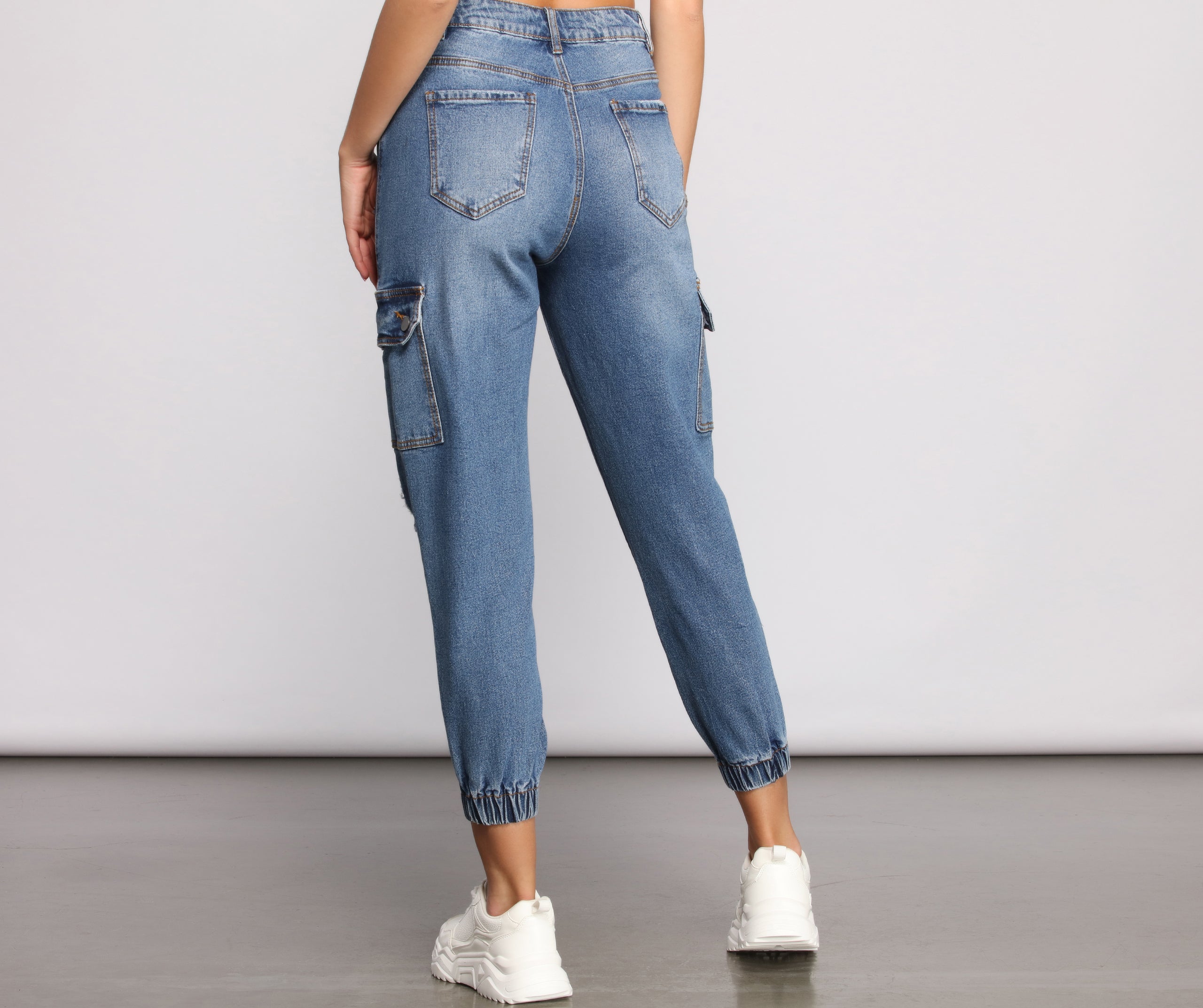 High Rise Destructed Cargo Joggers - Image 7