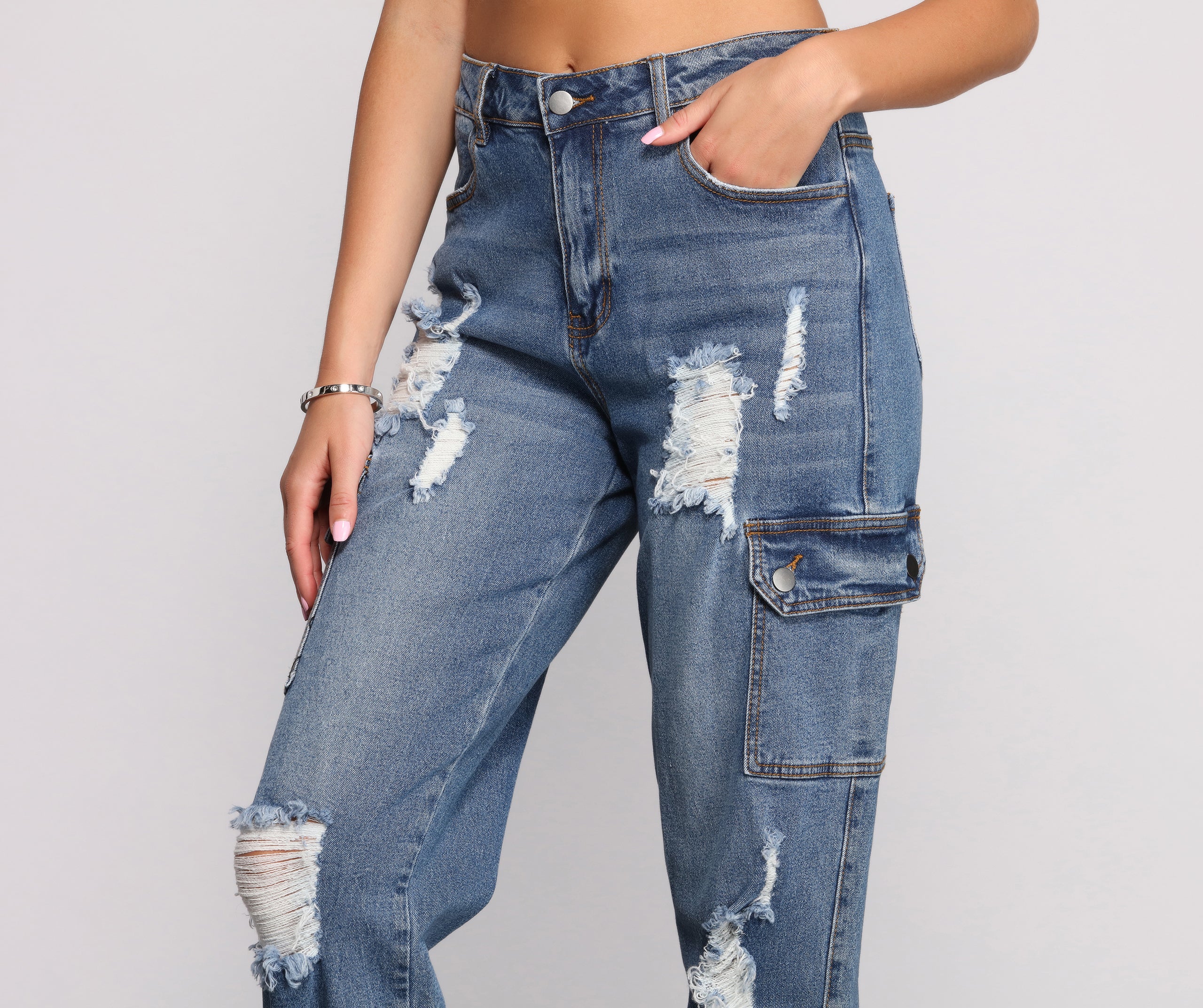 High Rise Destructed Cargo Joggers - Image 8