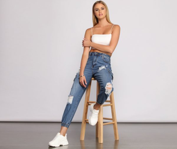 High Rise Destructed Cargo Joggers - Image 9