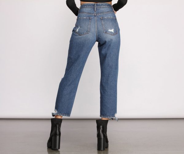High Rise Destructed Mom Jeans - Image 2