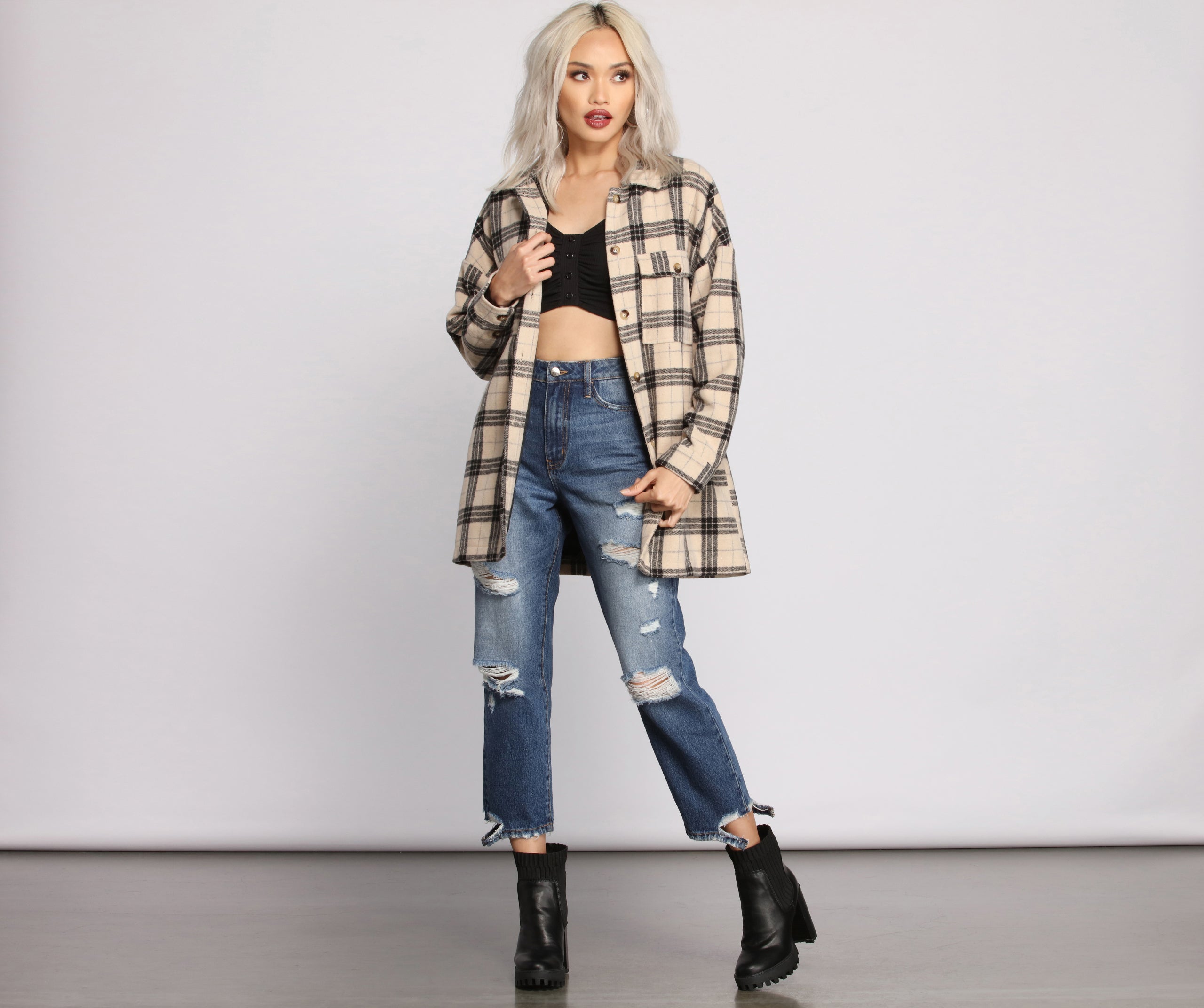 High Rise Destructed Mom Jeans - Image 4