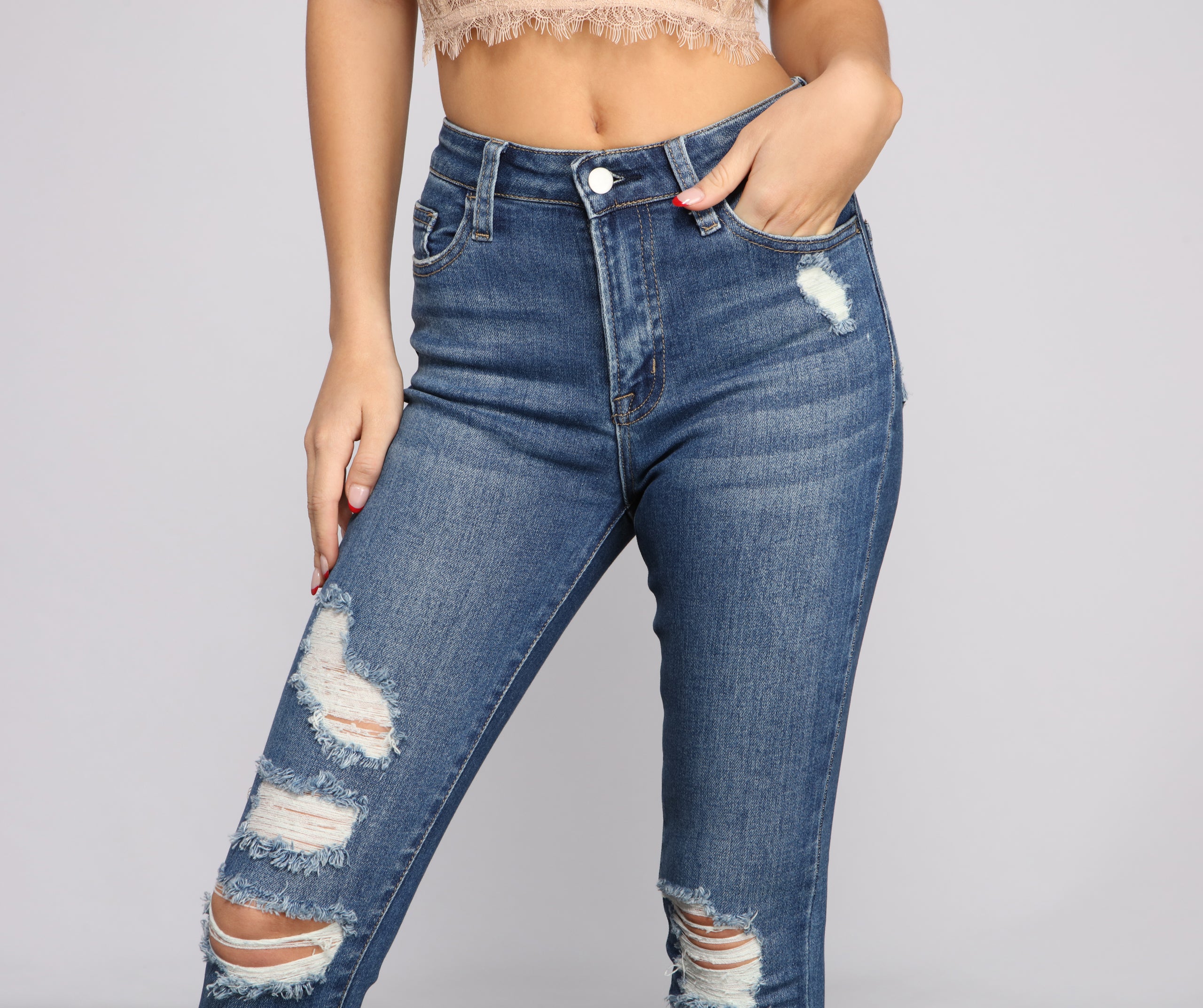 On the Rise Super High Waist Skinny Jeans - Image 3