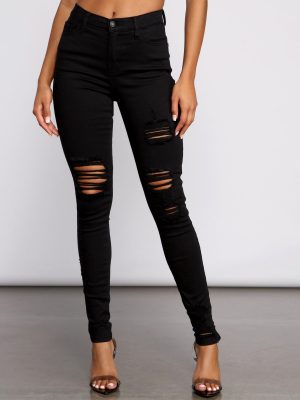 The Classic High Rise Destructed Skinny Jeans