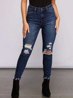 So Extra High Rise Destructed Skinny Jeans