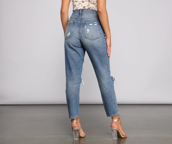 Ella High Rise Cropped Mom Jeans - Image 2