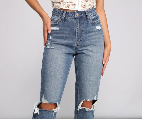 Ella High Rise Cropped Mom Jeans - Image 3