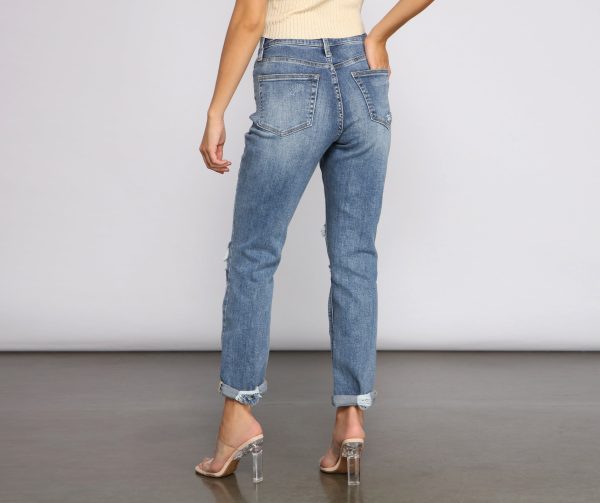 Amanda High Rise Destructed Boyfriend Jeans - Image 2