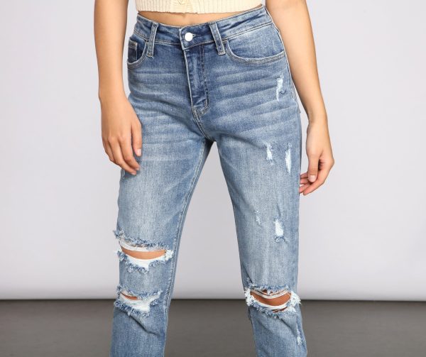 Amanda High Rise Destructed Boyfriend Jeans - Image 3