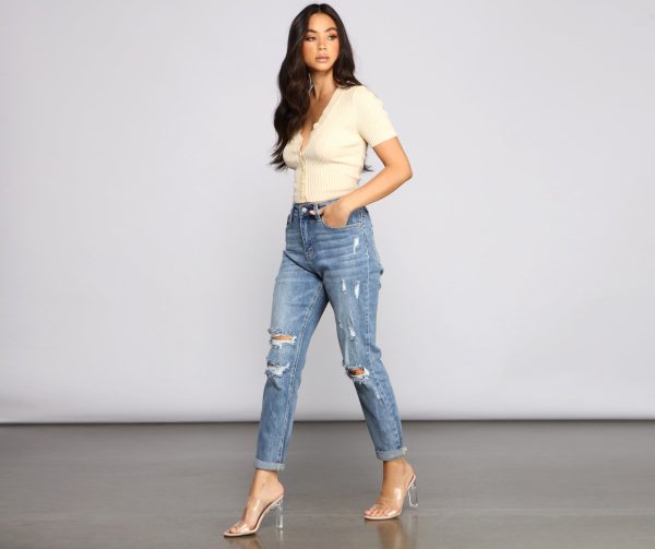 Amanda High Rise Destructed Boyfriend Jeans - Image 5