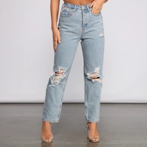 Classic Staple High Rise Destructed Boyfriend Jeans