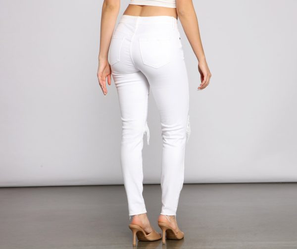 Jude Mid-Rise Destructed Knee Skinny Jeans - Image 2