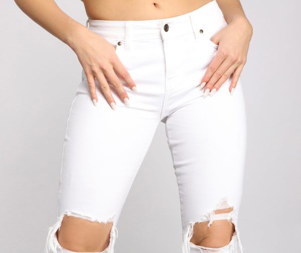 Jude Mid-Rise Destructed Knee Skinny Jeans - Image 3