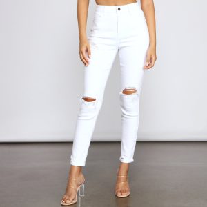 The Classic Distressed High Rise Skinny Jeans