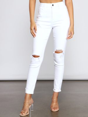 The Classic Distressed High Rise Skinny Jeans
